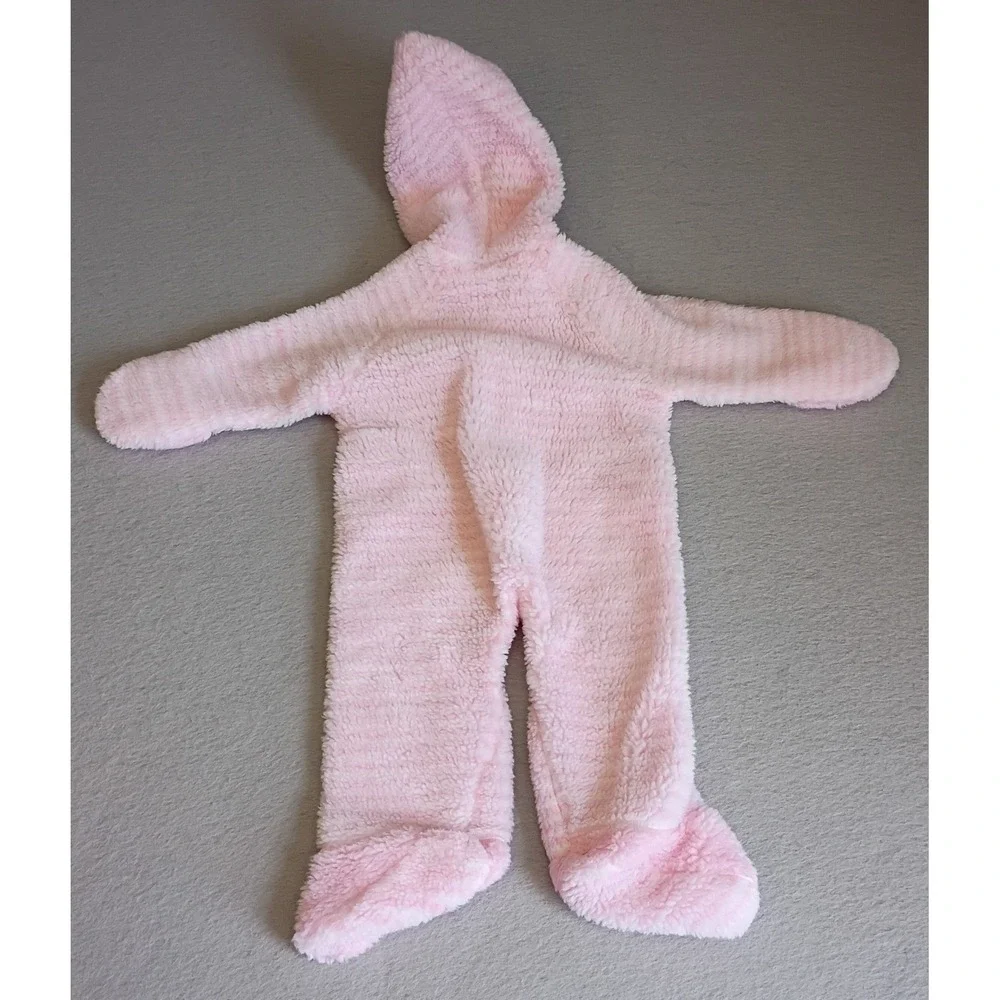 Vintage Universal Children's Wear Baby Girls Pink Sherpa Snowsuit‎ Hooded 0-6mo